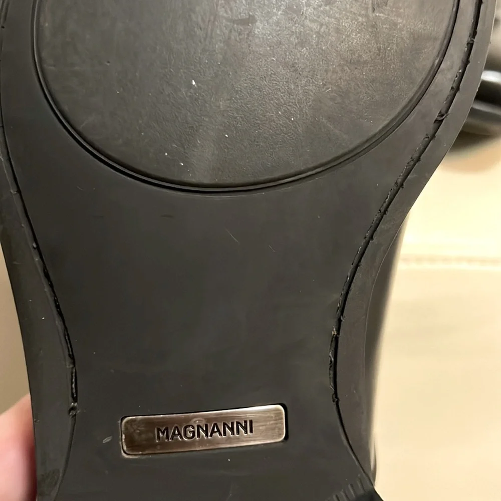 Magnanni Black Leather Monk Strap Loafers